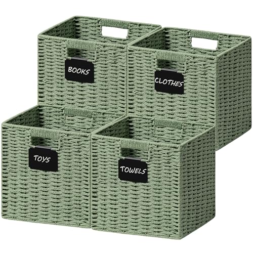 4 Pack Wicker Basket (Green / 4pack-12L×12H×11.2W)