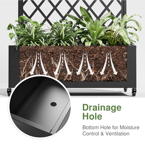 Metal Raised Garden Bed with Trellis and Wheels