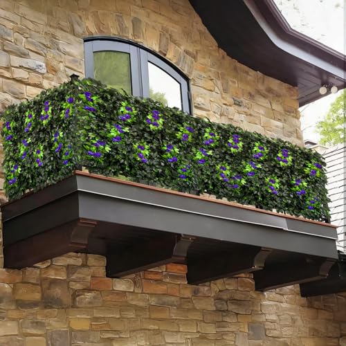 Artificial Expandable Ivy Privacy Fence Screen (BRANCH-PURPLE ROSE)