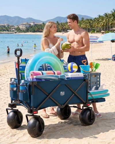 Beach Wagon with 2 Sets of Wheels (Blue / Balloon&Rubber Wheels)