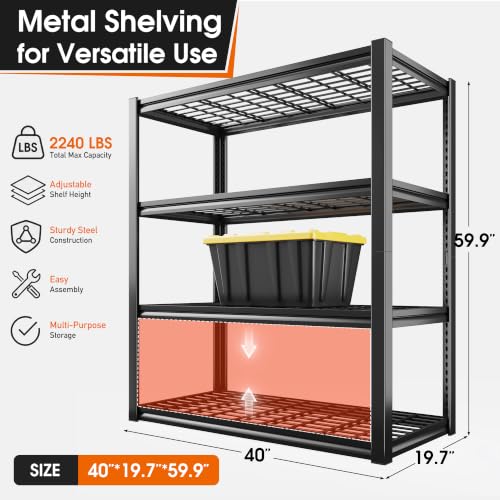 40" W Garage Shelving with Double (40"W x 19.7"D x 59.9"H)
