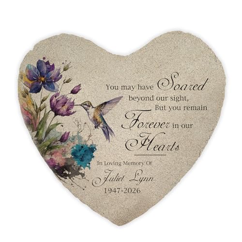 Personalized Hummingbird Memorial Garden Stone (Hummingbird / Heart)