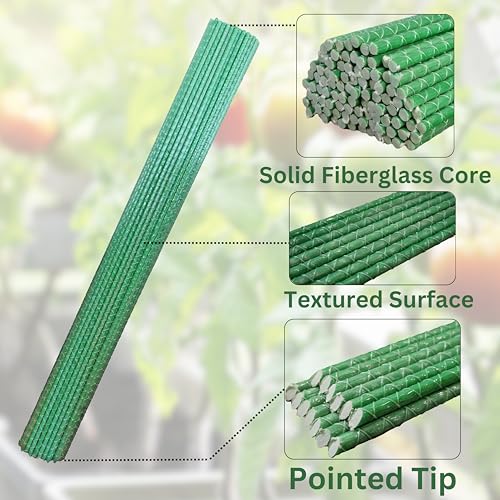 3 Ft Fiberglass Eco Friendly Garden Stakes 100 Pack
