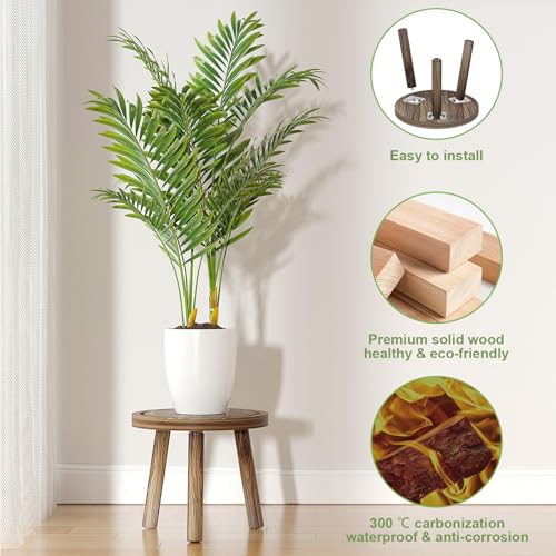 5 Pack Wood Plant Stands Indoor (heavy burnt color / 5 Pack)