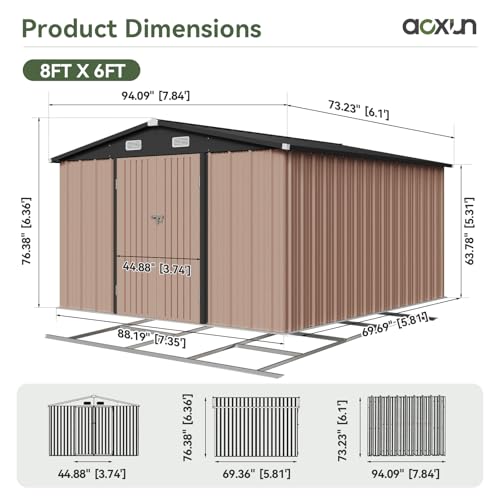 6' x 8' Storage Shed with Base Brown (Brown / 8'x6'w)