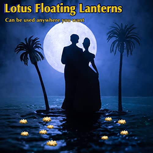 9 Pcs 3.94 5.91 in Floating Lotus Lights with Battery (3.94/ 5.91 Inch / White, Yellow Light)