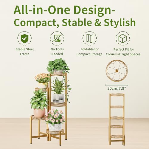 Gold Plant Stand Indoor Outdoor (GoldFlower / 5-tiers)