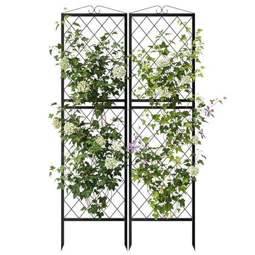2 Pack Garden Trellis for Climbing Plants (71''H x 20''W/2 Pack / Black Rhombus Grid)