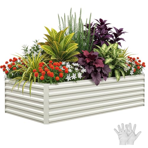 8x4x2ft Galvanized Raised Garden Bed Outdoor (Beige-rect. / 8x4x2ft)