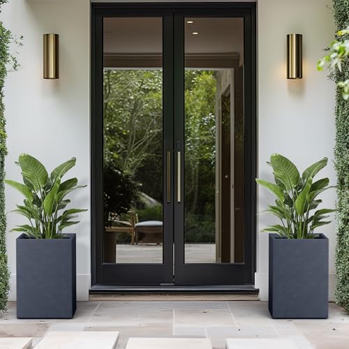 Large Tall Square Charcoal Concrete Planter 19" H (Charcoal / 18.5" H)