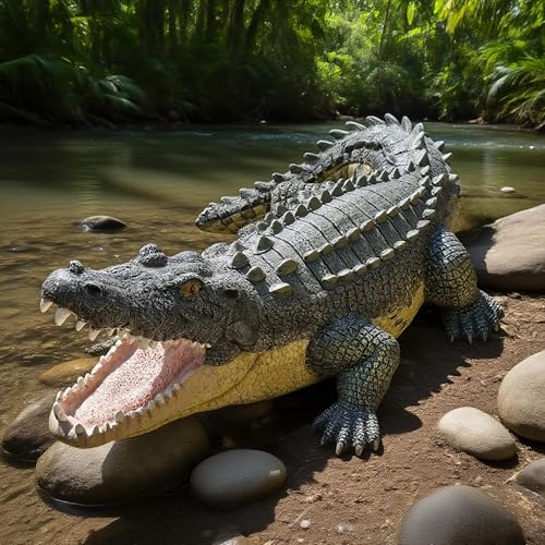 13" Real Crocodile Statue (Multicolor)
