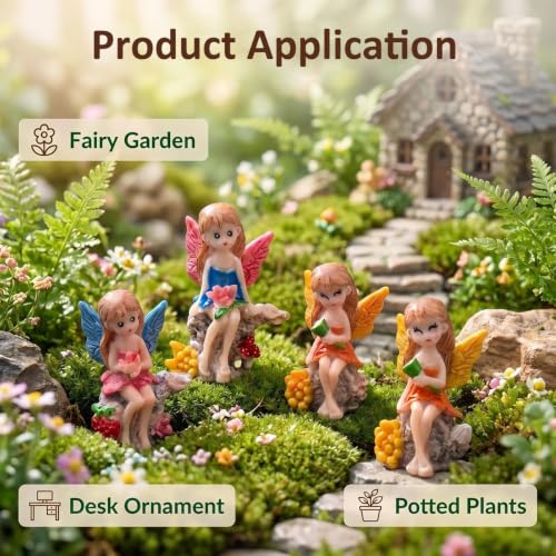 4Pcs Miniature Fairy Figurines (Strawberry)