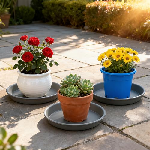 Plant Saucer Heavy Large Planter Durable Thicker Plastic Plant Trays for Indoors and Outdoor (3 Count)