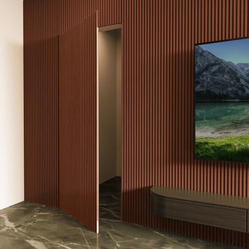 108 x 5.7 Inch Slat Wood Wall Paneling for Interior Decor (8Pcs-108 x 5.7 Inch / Slat Walnut)