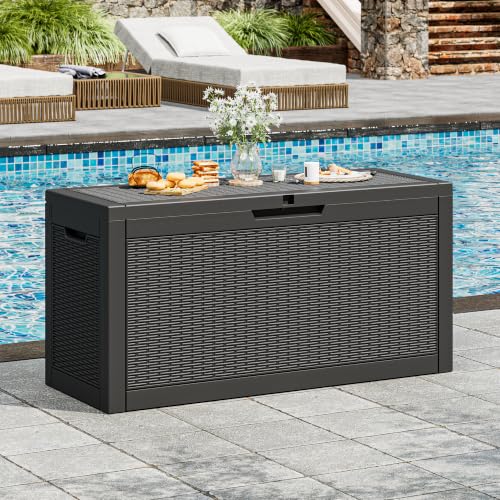 75 Gallon Outdoor Storage Box Waterproof Deck Box for Patio (Black / 75 Gallon)