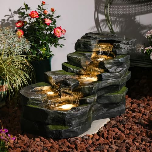 Garden Water Fountain Outdoor Feature (Gray / 31" L)