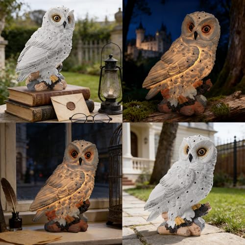 Solar Owl Garden Outdoor Statue (White-owl)