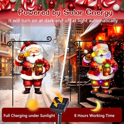 12x18 Lighted Christmas Santa Garden Flag (Santa-Colorful-12x18 / 12×18inch)