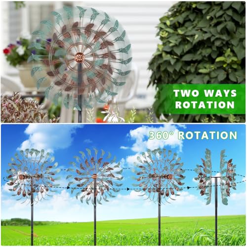 360° Large Wind Spinner Outdoor Vintage Metal Windmill for Yard (19inch(Verdigris))