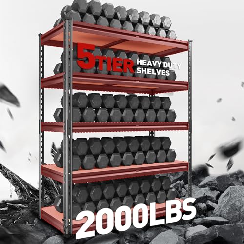 2000LBS Garage Shelving Heavy Duty 72''H Storage Shelves 5 Tier Heavy Duty Shelving (2 Count)