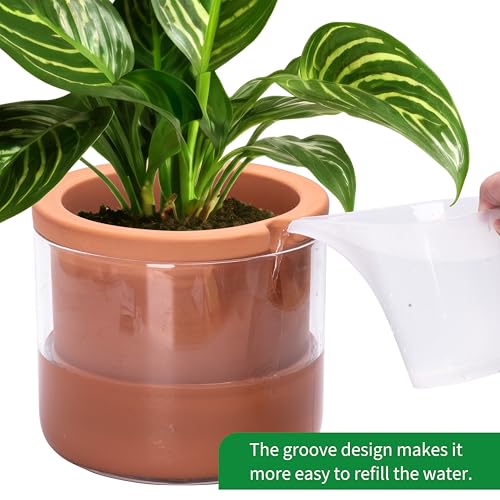 8 Inch Self Watering Planter (8" (1 Pack) / Terracotta)