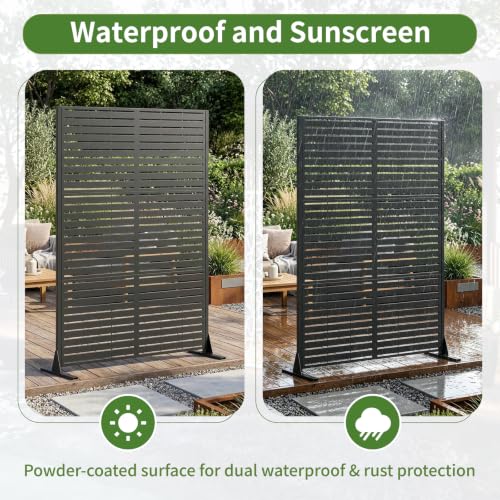 Metal Privacy Screen Outdoor Freestanding (Black / Rectangle A)