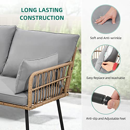 4 Pieces Patio Furniture Set (4PCS Sofa Set / Grey)
