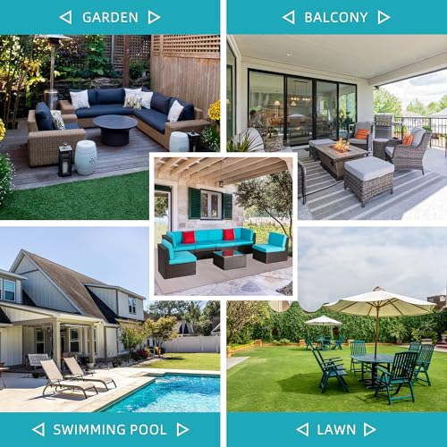 7 Pieces Patio Furniture Sets Outdoor All (Blue / 7 pcs)