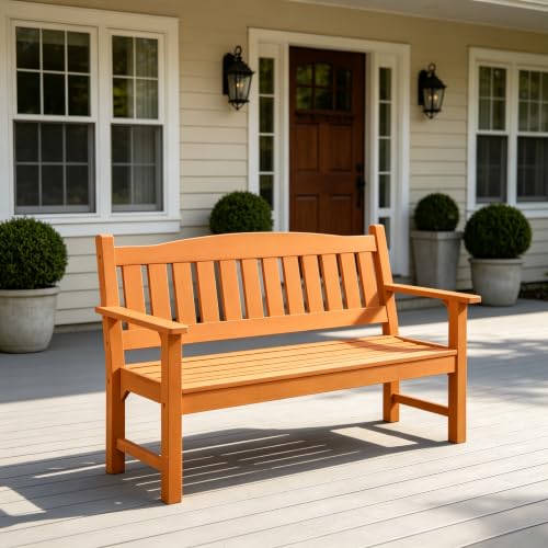 3 Person Poly Lumber Outdoor Bench Weatherproof (Orange / 3-Person)