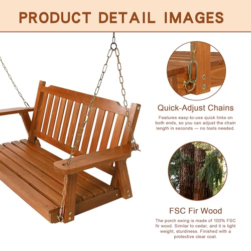 Wooden Porch Swing 2 (Brown)