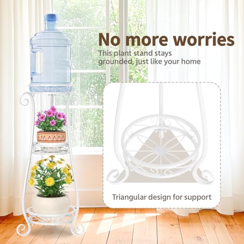 3 Tiers Metal Corner Plant Flower Stand Tall Indoor Outdoor (White / 3 Tier)