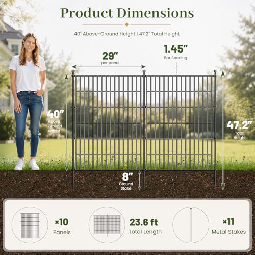 No Dig Garden Fence Outdoor for Yard (78.58 Sq Ft)