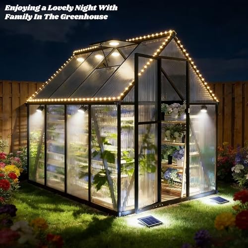 6x8 FT Outdoor Greenhouse with Roof Vent (Charcoal Black / 6×8FT)