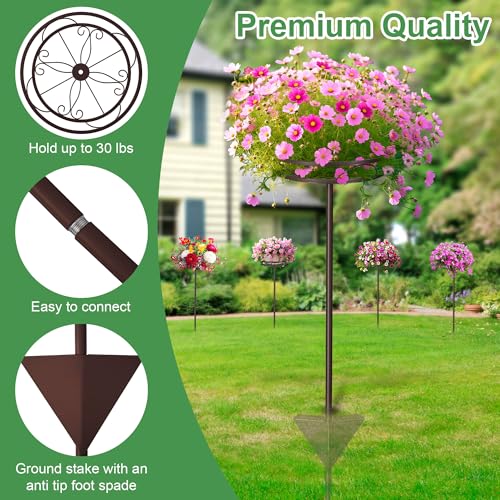 4 Pack Adjustable Outdoor Flower Pot Stand (Brown)