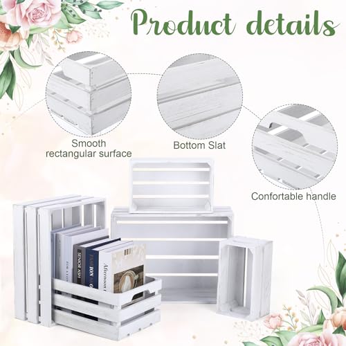 5 Pcs Decorative Nesting Wooden Crates with Handle