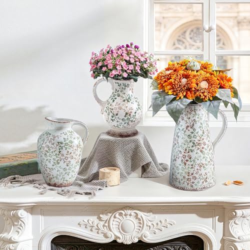 Decorative Pitcher Vase (03-green and Beige-12.2 Inch)