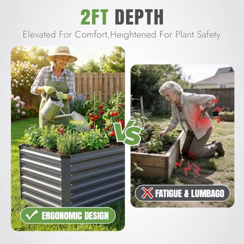 Galvanized Metal Raised Garden Bed 8×3×2FT (Gray / 8×3×2ft)