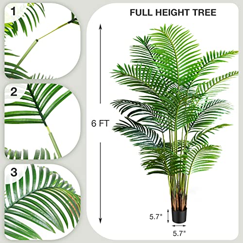 Garden 6ft Artificial Areca Palm Plant 2 Packs in Pot (6FT - 2 PACK)