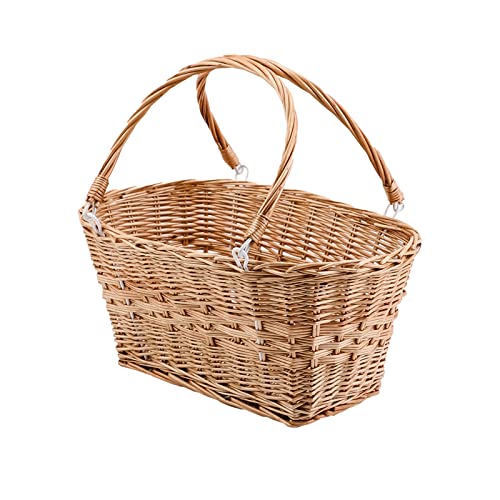 Woven Wicker Picnic Basket with Collapsible Handles for Picnic Shopping