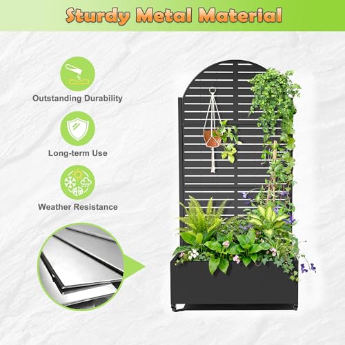 Metal Raised Garden Bed (Black Arched-louvered / 71" x 35" x 16")