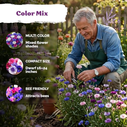 800 Polka Dot Mix Dwarf Cornflower Heirloom Flower Seeds