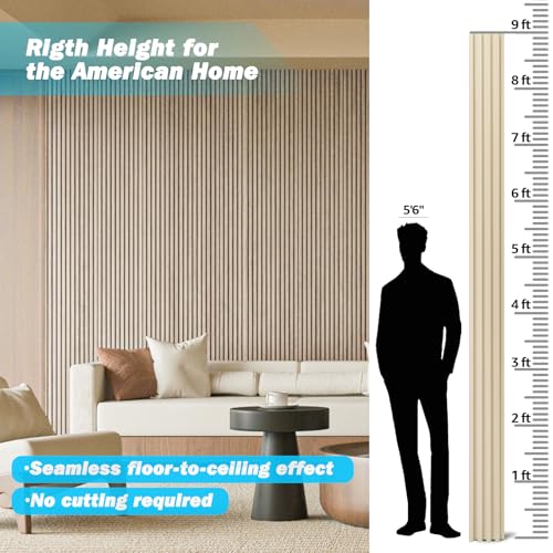 108 x 5.7 Inch Slat Wood Wall Paneling for Interior Decor (8Pcs-108 x 5.7 Inch / Slat Ashtree)