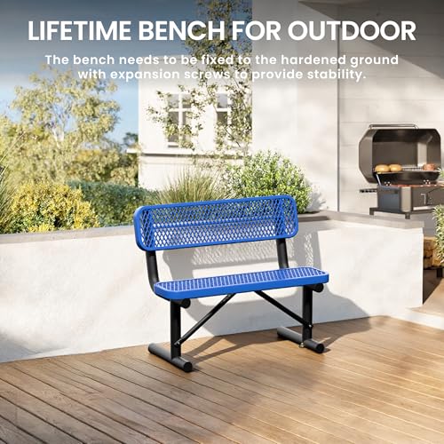 4 Feet Steel Park Bench for Outside (4 FT / Dark Blue)