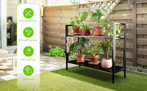 2 Tier Metal Narrow Plant Stand Indoor Outdoor 47.24L easy assembly