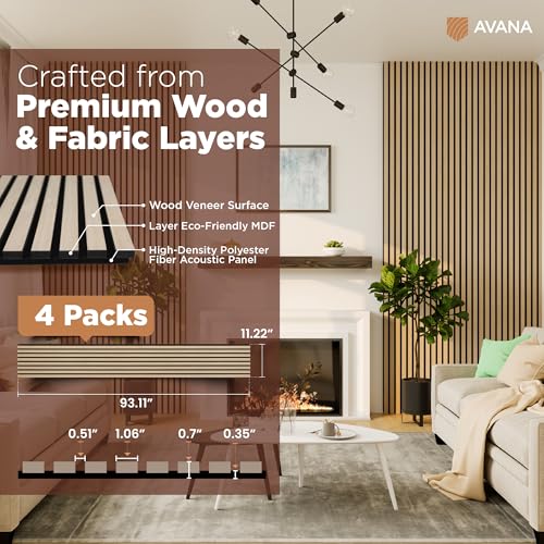 Acoustic Wood Wall Panels (Natural Oak / 94X11 (4 PCs))