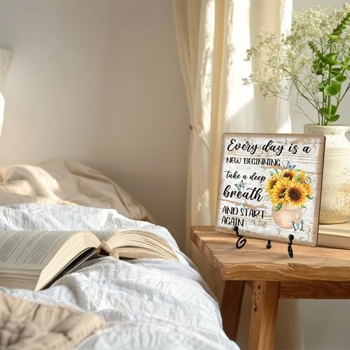 Sunflower Wooden Rustic Farmhouse Decor for Home Desk Shelf Tabletop (Retro Sunflower 7)