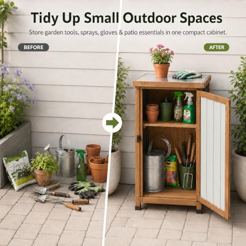 Outdoor Storage Cabinet with Metal Worktop (Black / 18" x 18" x 34")