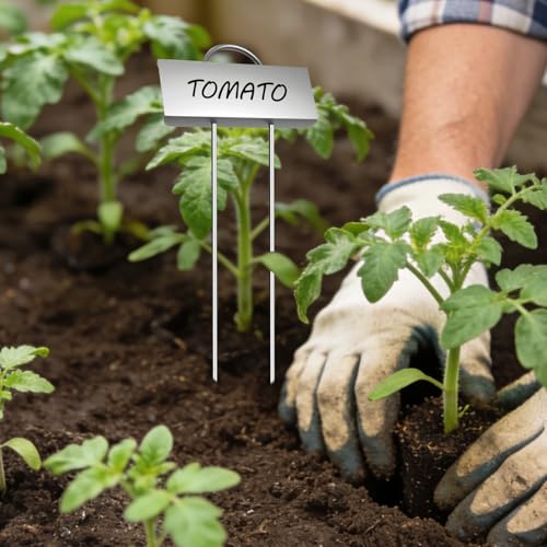 Small Size 304 Stainless Steel Plant Labels Metal Garden Plant Markers Weatherproof Stake Garden Plant Tags for Outdoor Seedling Flower (Stainless Steel-2.5 Inch Width)