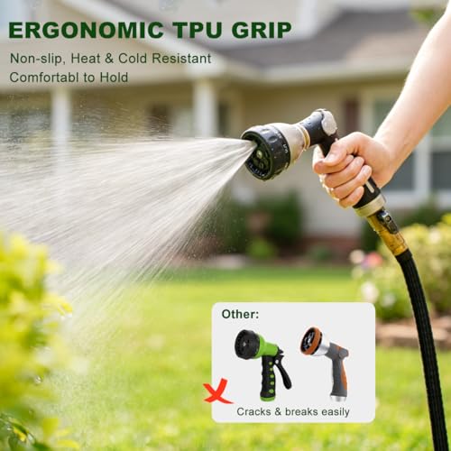 Metal Thumb Control Garden Hose Nozzle Heavy Duty (Black)