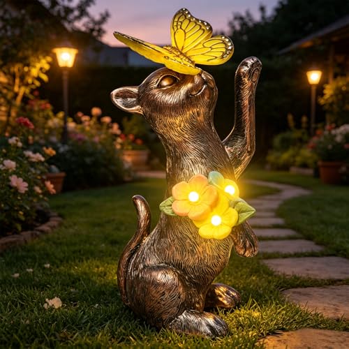 Solar Cat Statue Butterfly Light Weather (Solar Cat Statue)
